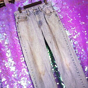 LEVIS 550 31x32 *FLAWED* Acid Wash Light Blue Denim Jeans Classic Distressed Y2K